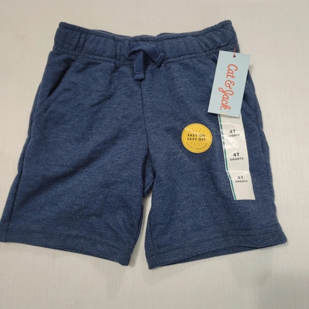 Cat & Jack Toddler Boys Knit Navy Shorts Size 4T – Comfy Casual Play Shorts